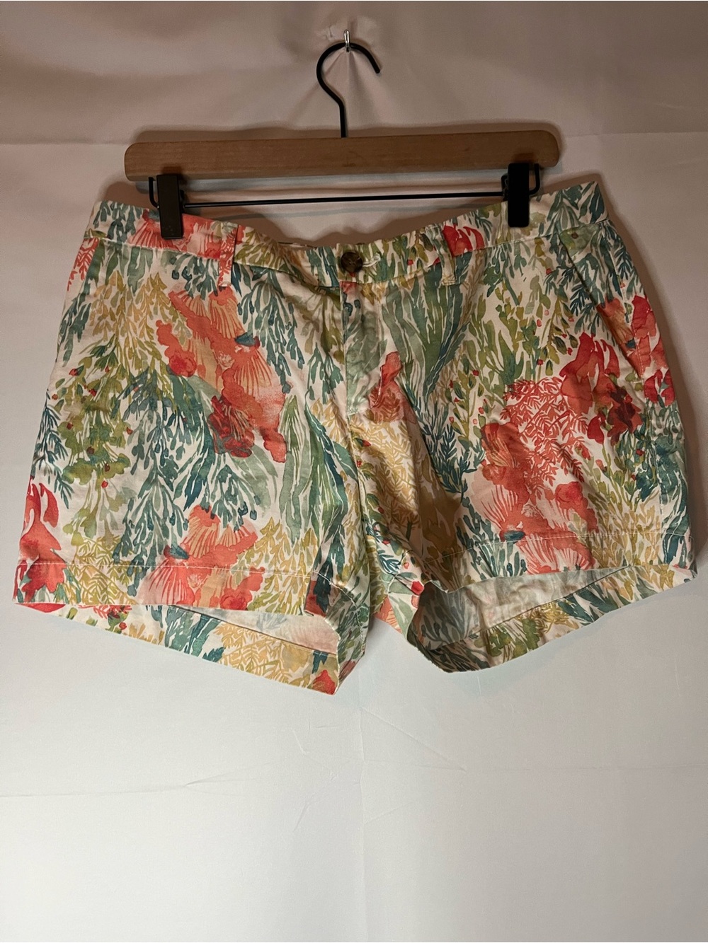 Old Navy Floral Chino Shorts - Coral, Green & Cream